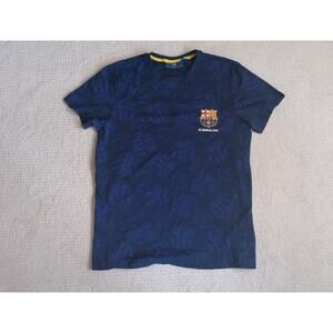 FC Barcelona Football Shirt AOP Logo Mens Large Blue